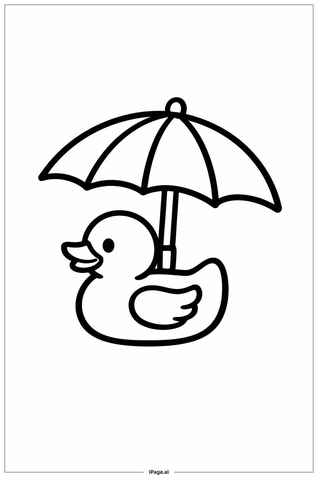  Regenschirm und kleine Ente Ausmalseite 