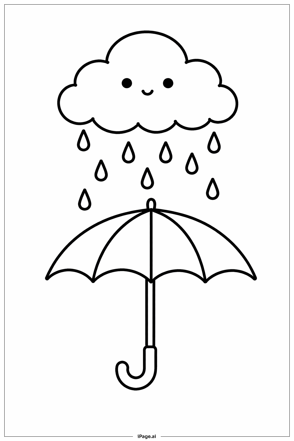  Regenschirm und lächelnde Wolke Ausmalseite 