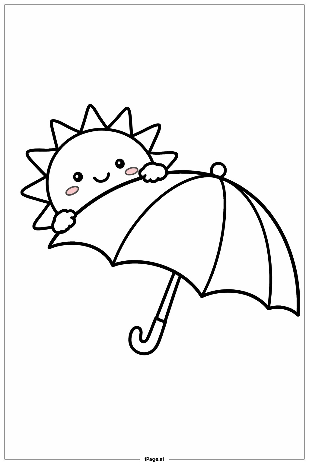  Regenschirm und lächelnde Sonne Ausmalseite 