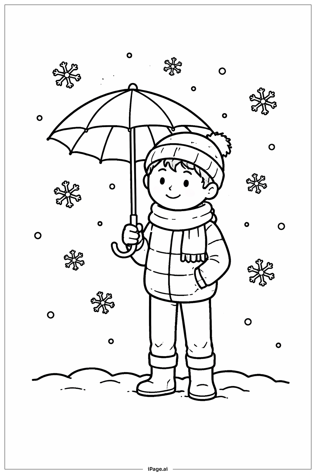  Página para colorir de Guarda-chuva e Floco de Neve 