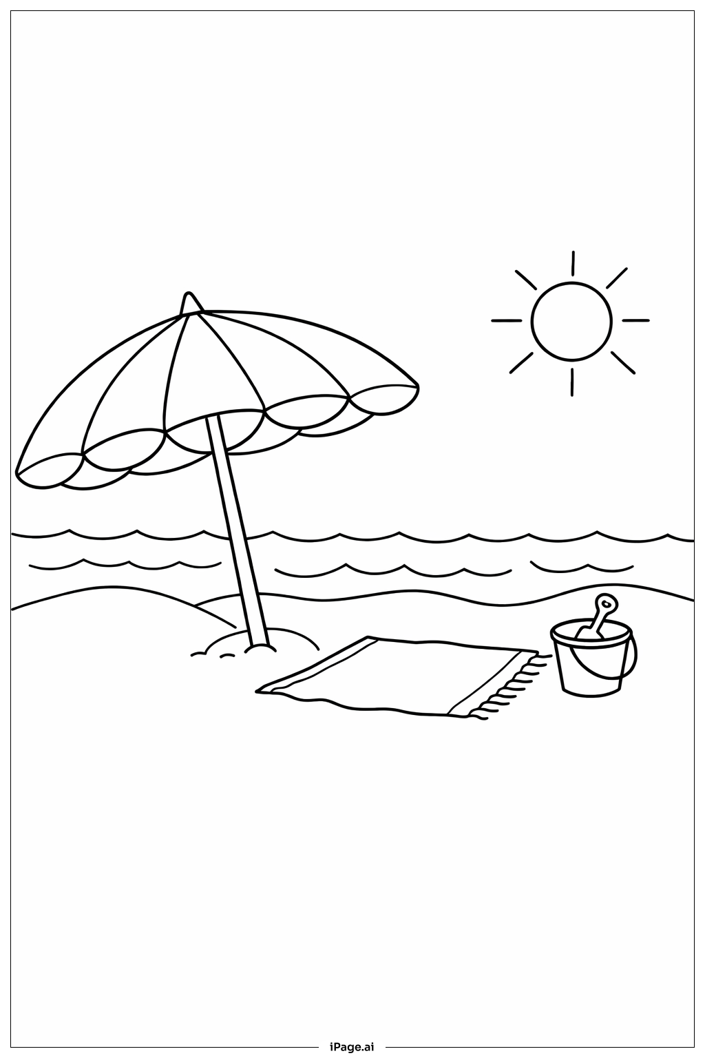  Página para colorir de Sombra de Guarda-Sol na Praia 