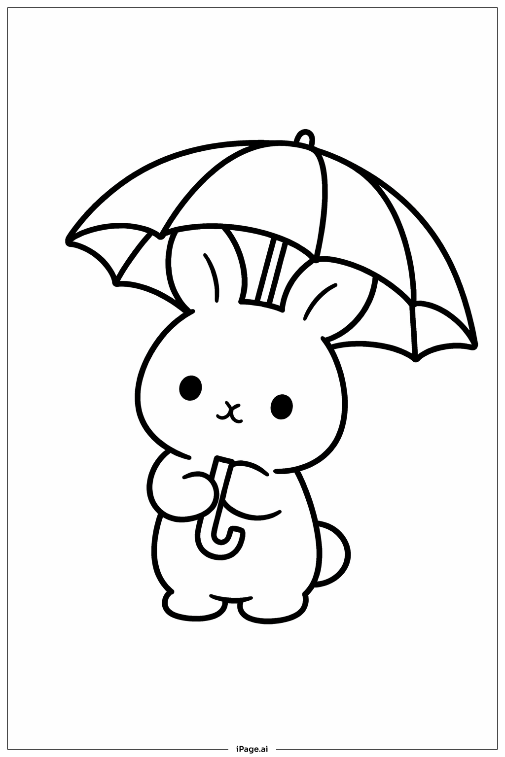  Regenschirm Häschen Hüpfer Ausmalseite 