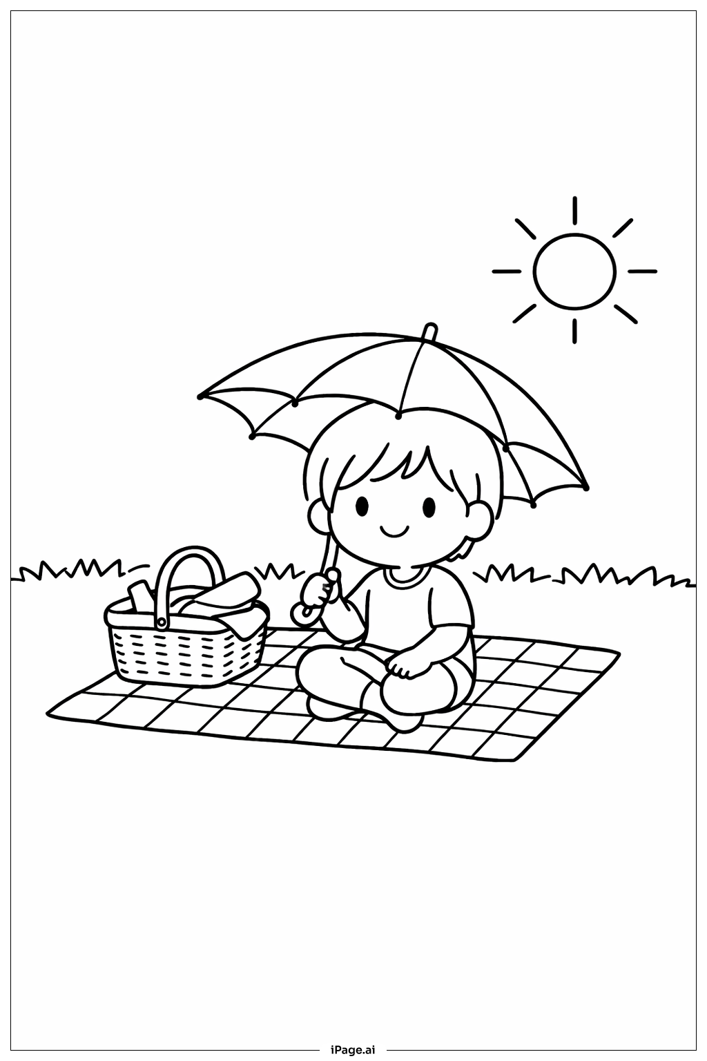 Picknickszene mit Regenschirm