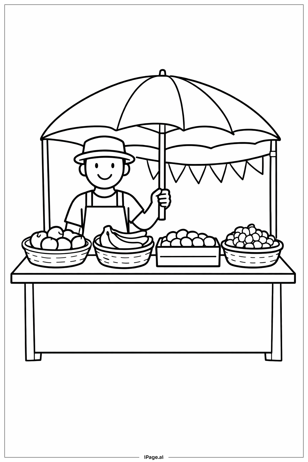  Página para colorir de Mercado de Rua do Guarda-chuva 