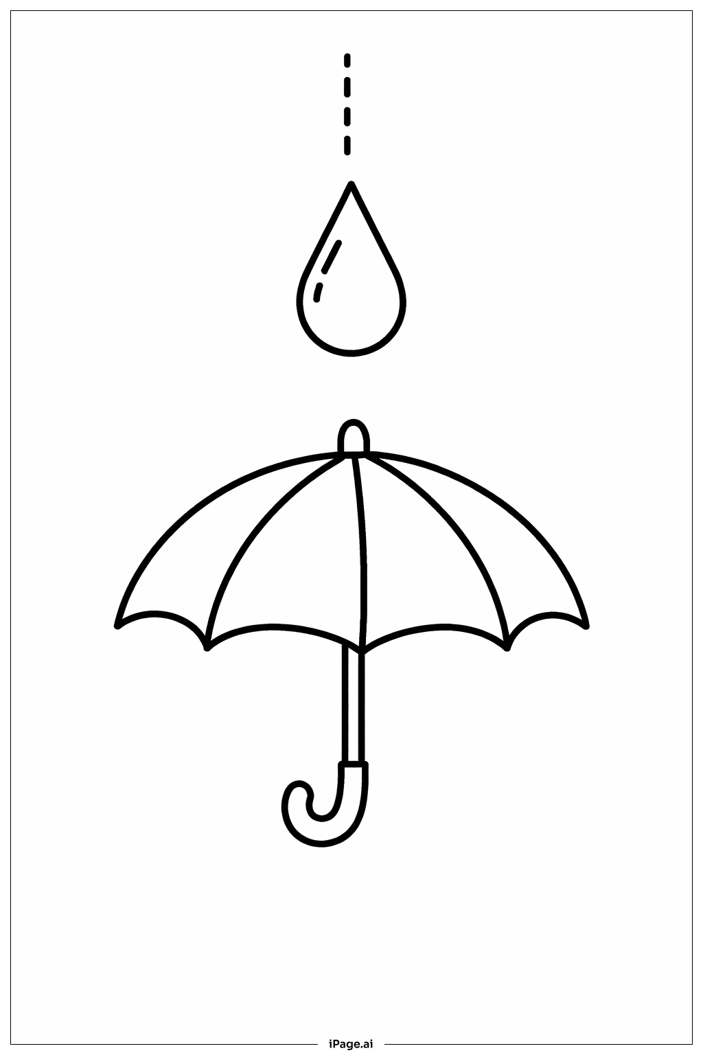  Regenschirm mit großem Regentropfen Ausmalseite 