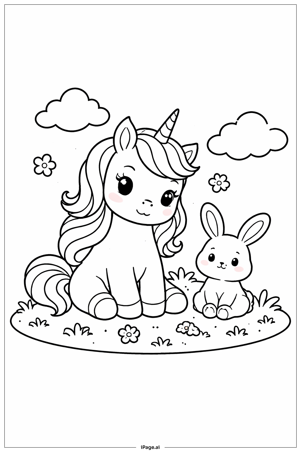 Unicorn And Friends Coloring Page