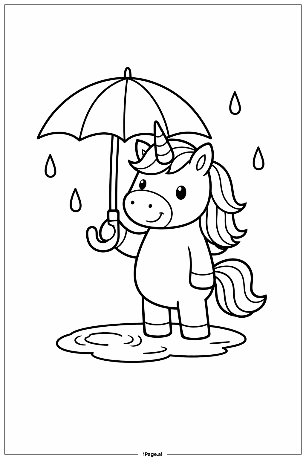Unicorn Holding Umbrella