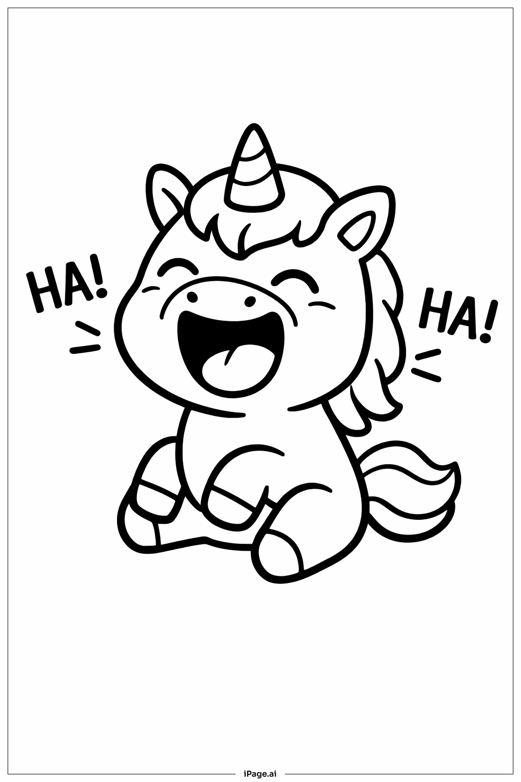 Unicorn Laughing Coloring Page