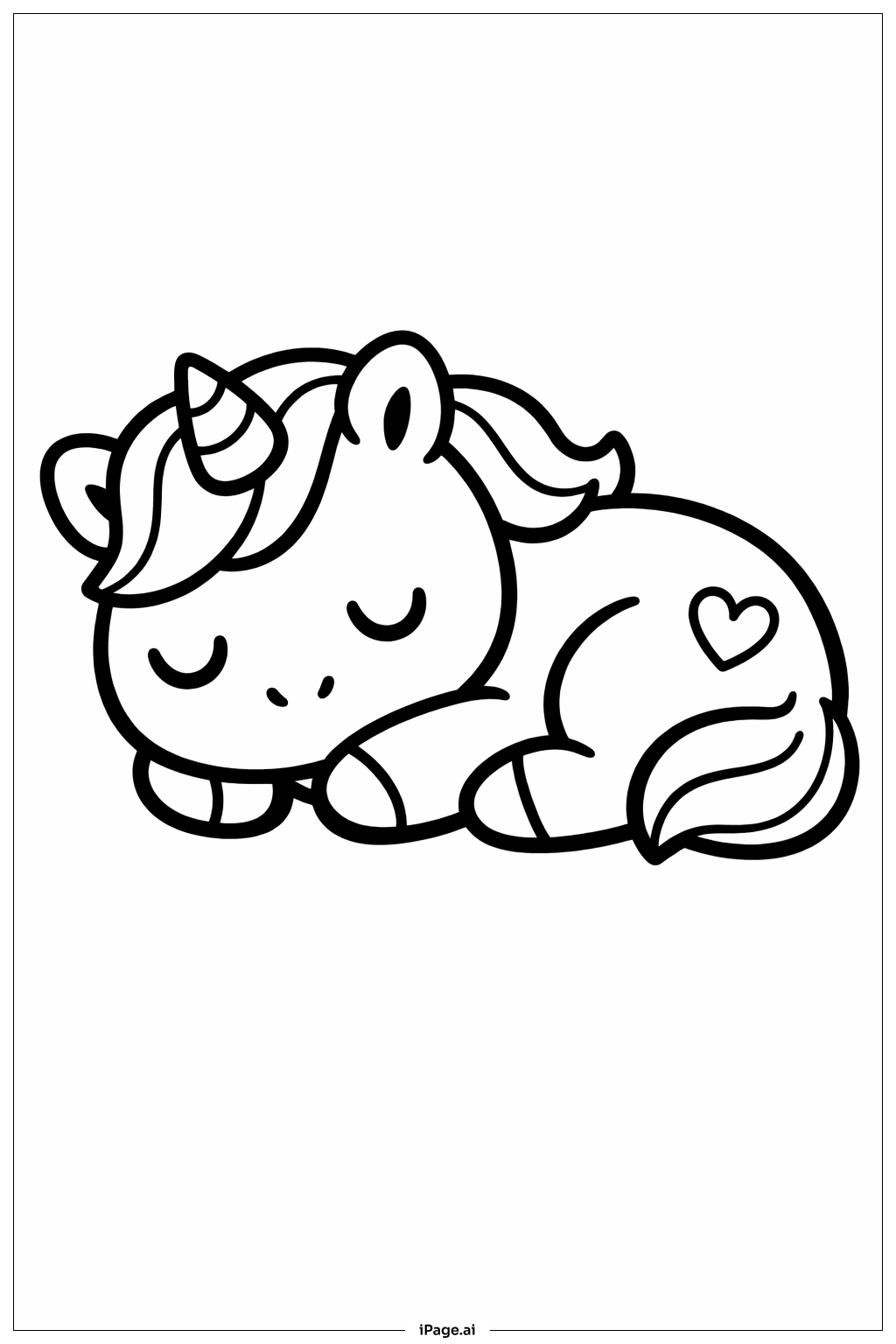 Unicorn Sleeping Coloring Page