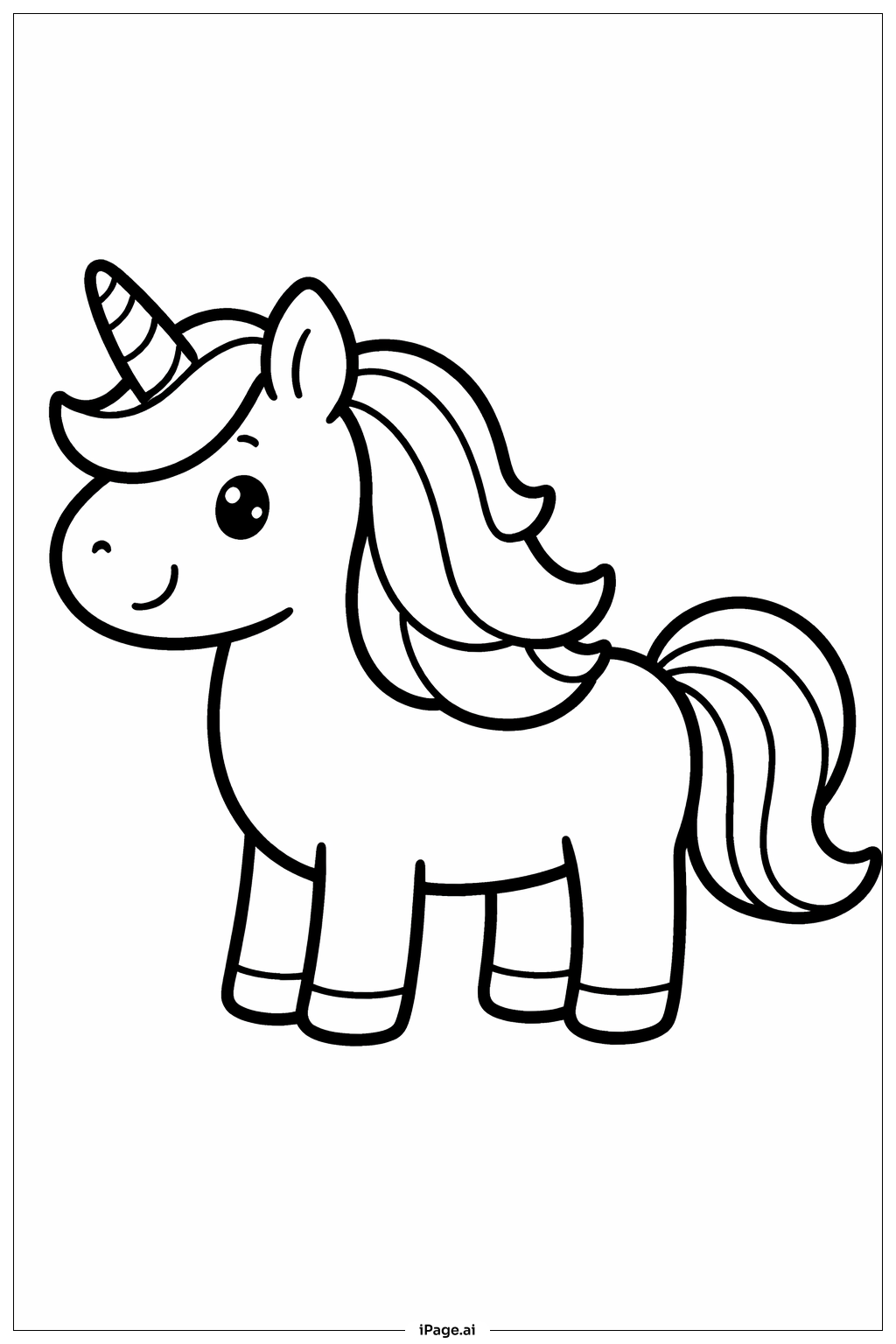 Unicorn Standing Side Coloring Page