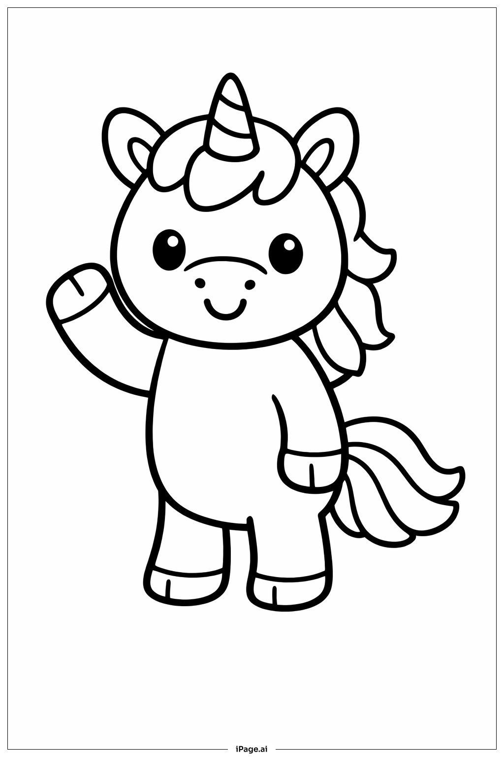Unicorn Waving Coloring Page