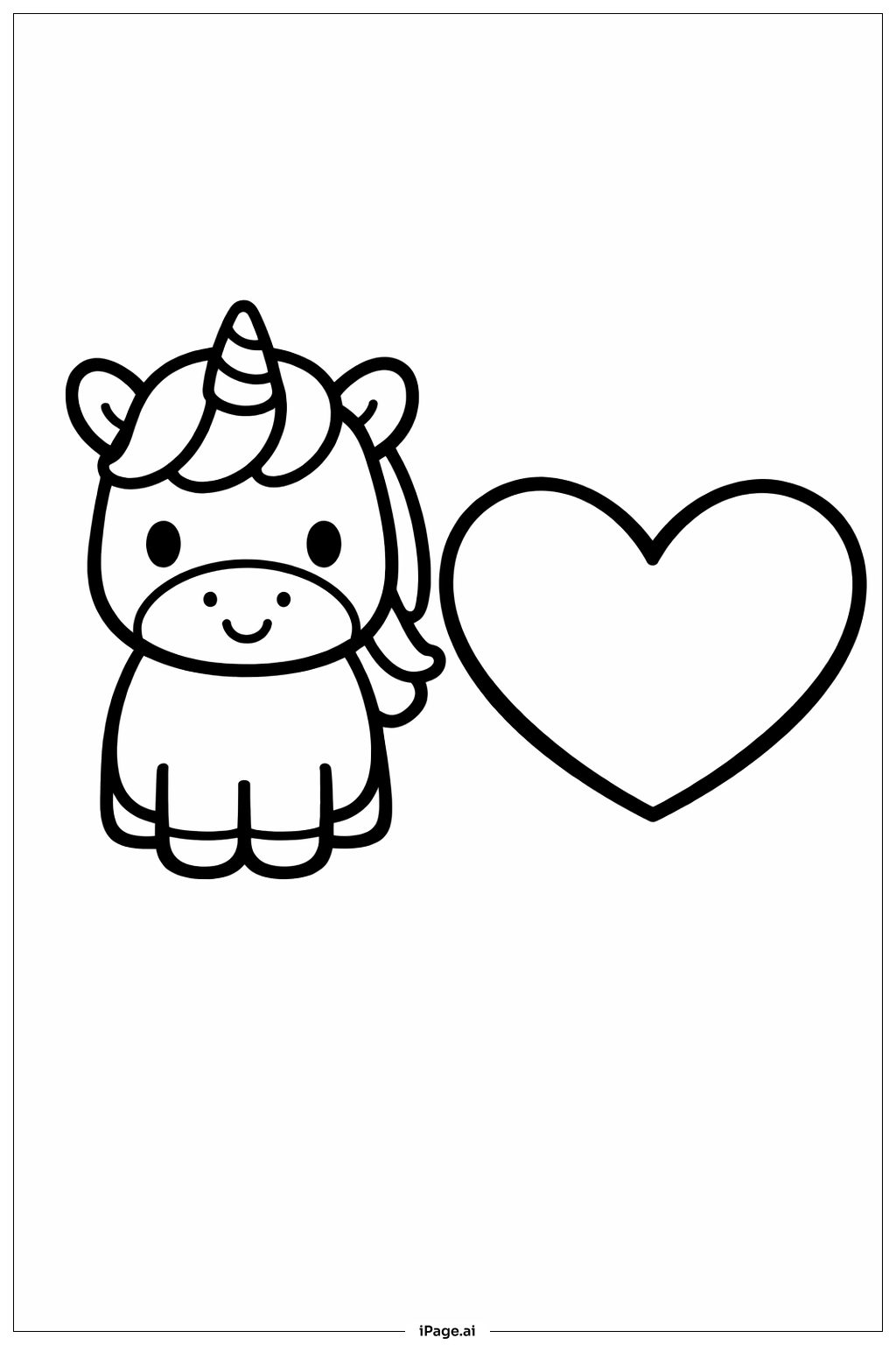 Unicorn With Heart Coloring Page