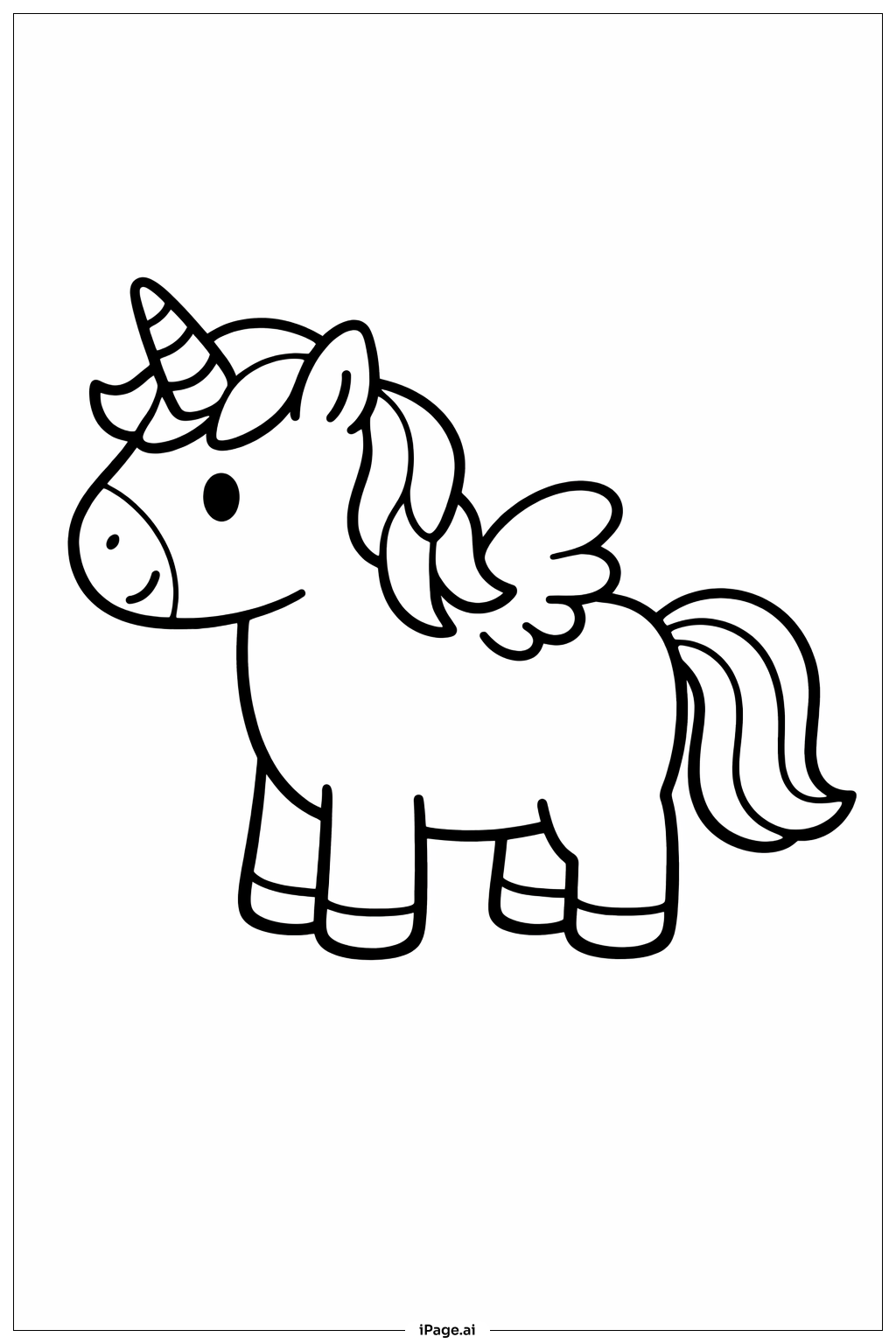 Unicorn With Simple Wings Coloring Page