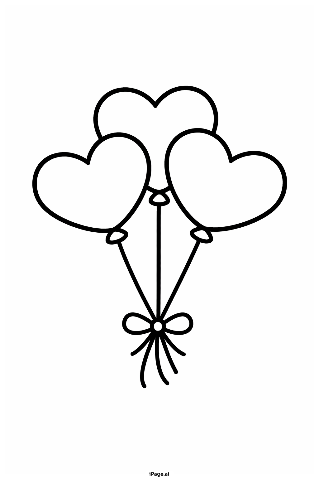  Valentinstag Herz-Luftballonstrauß Ausmalseite 