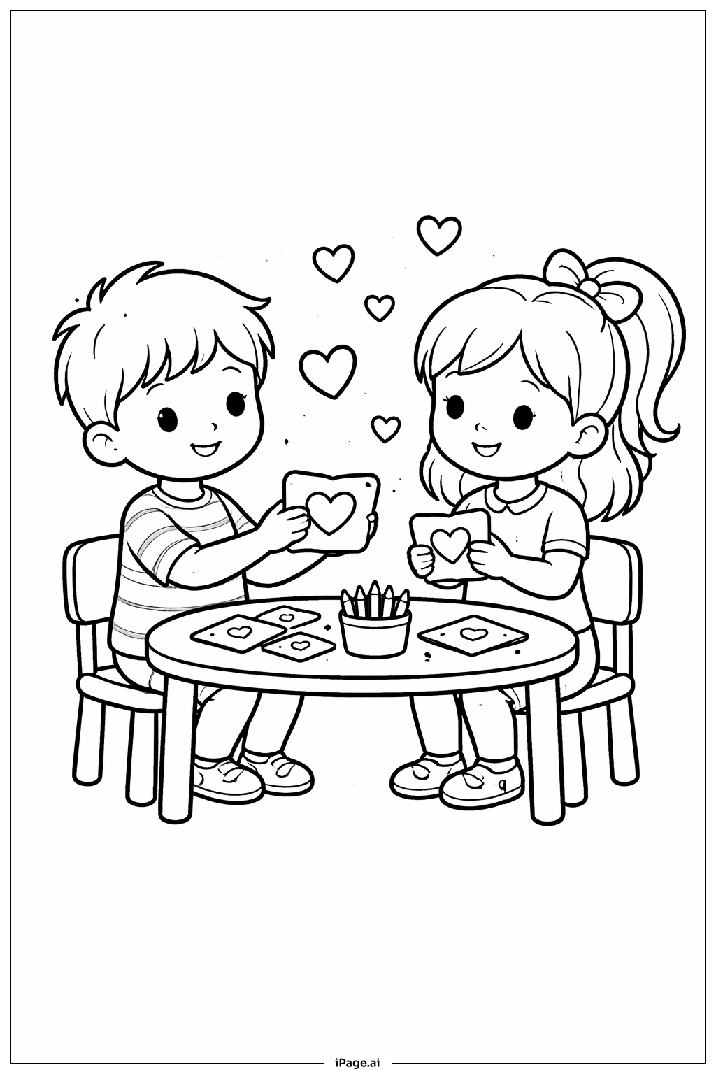 Valentinstag Kinder tauschen Karten aus