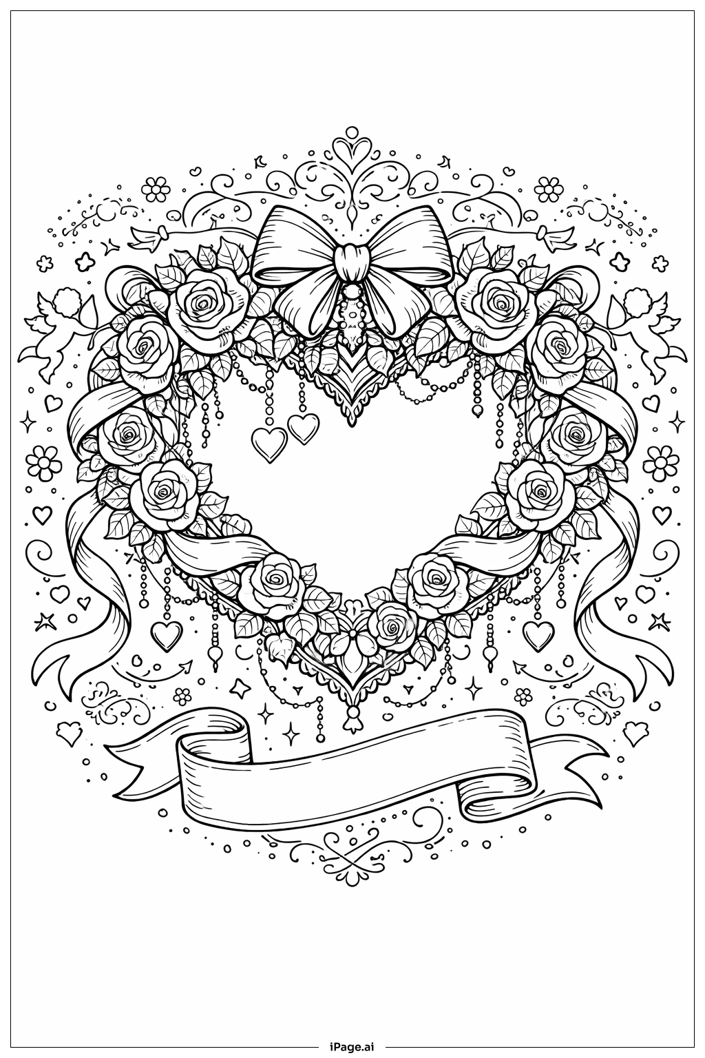 Verziertes Herzkranz zum Valentinstag