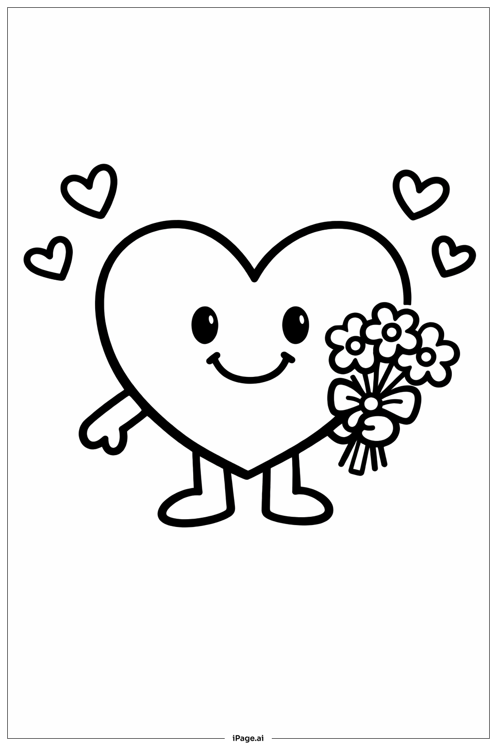  Lächelndes Herz zum Valentinstag Ausmalseite 