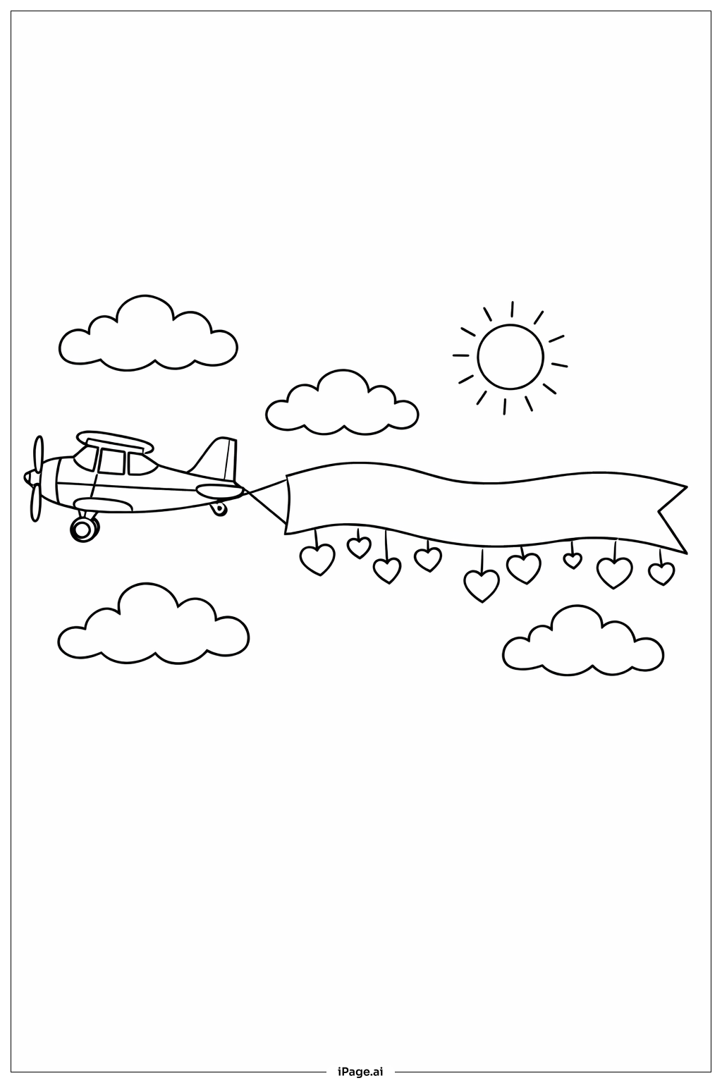  Valentines Airplane Banner Coloring Page 