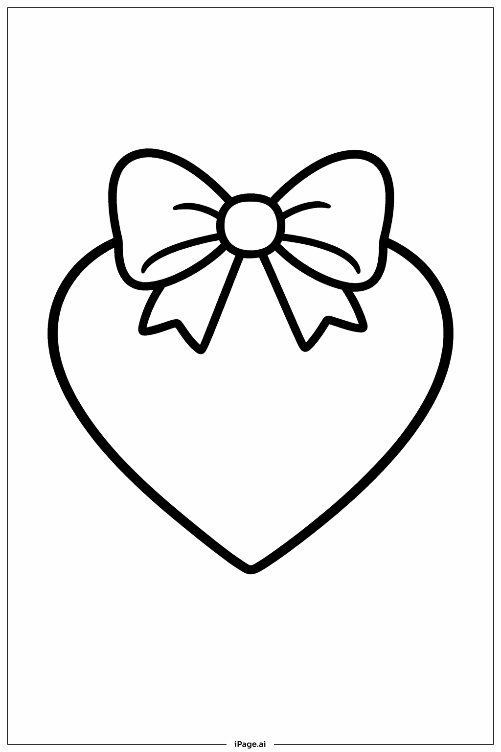  Valentines Bow Heart Coloring Page 