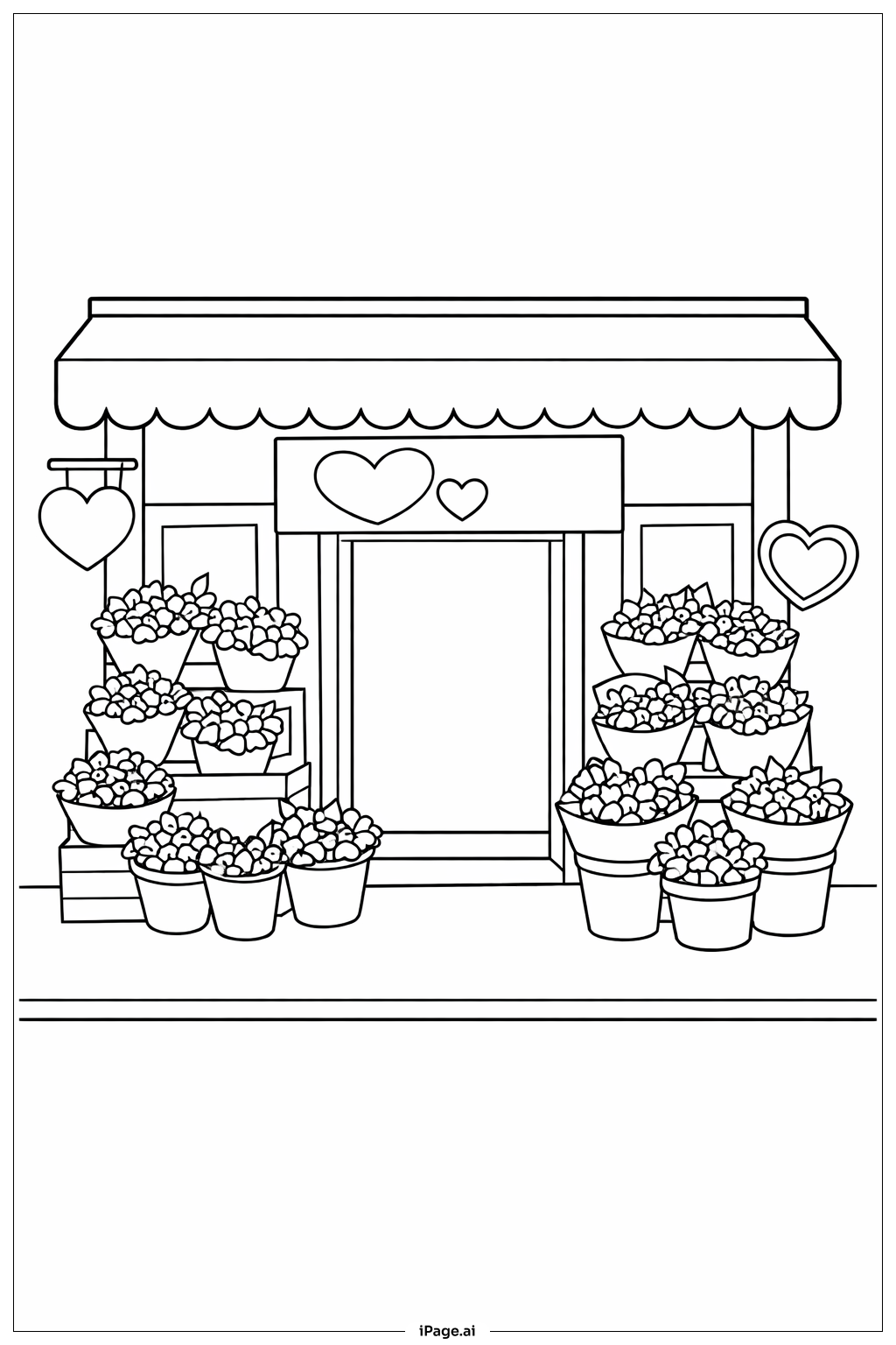  Valentines Flower Shop Front Coloring Page 