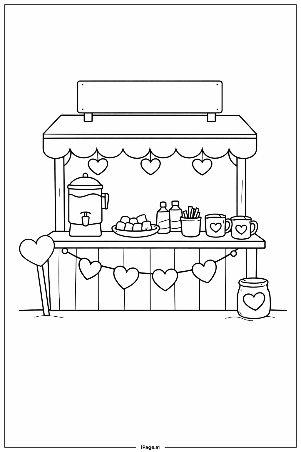  Valentines Hot Chocolate Stand Coloring Page 
