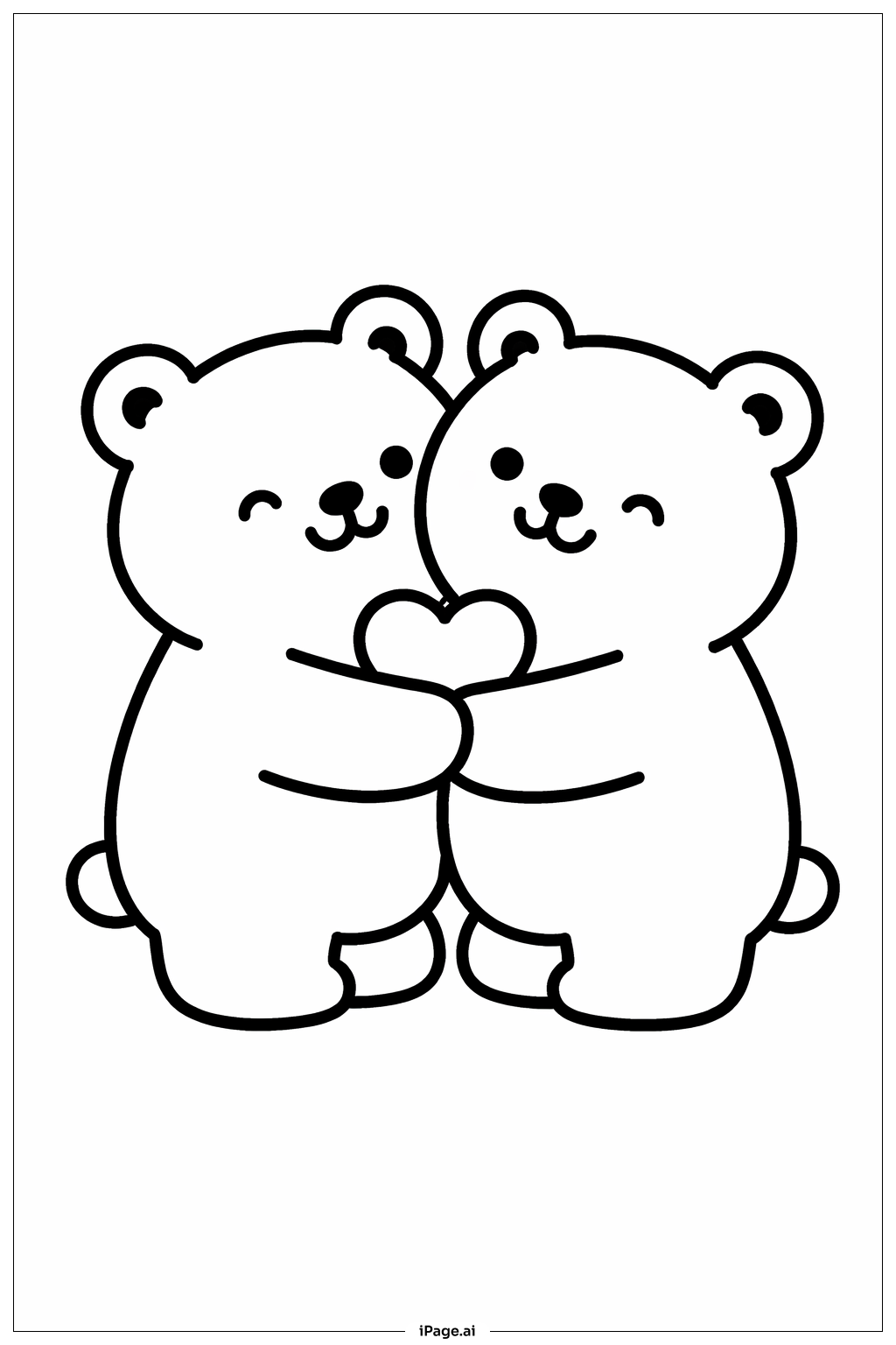  Valentines Hugging Bears Coloring Page 