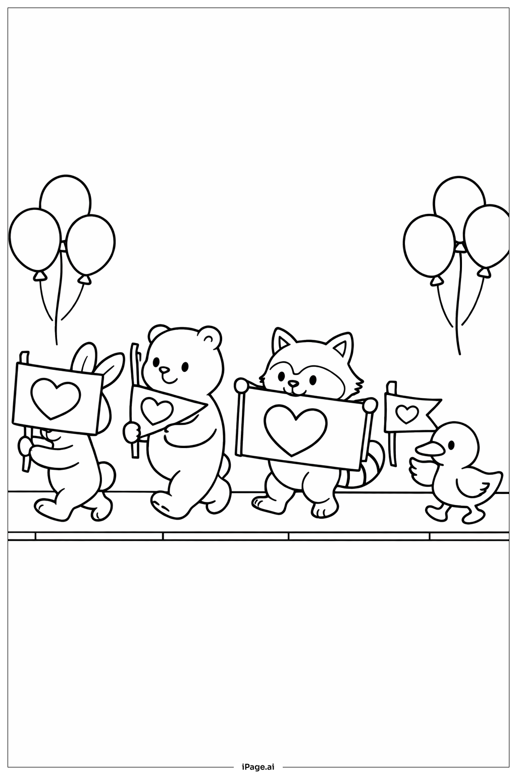  Valentines Parade Of Hearts Coloring Page 