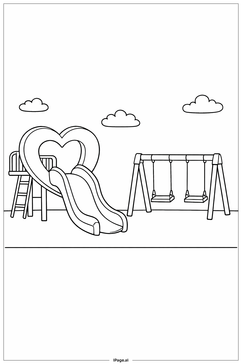  Valentines Playground Scene Coloring Page 