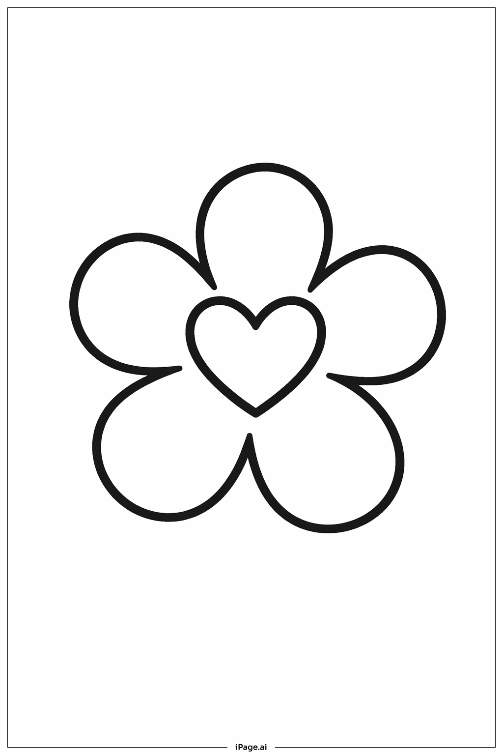  Valentines Simple Flower Coloring Page 