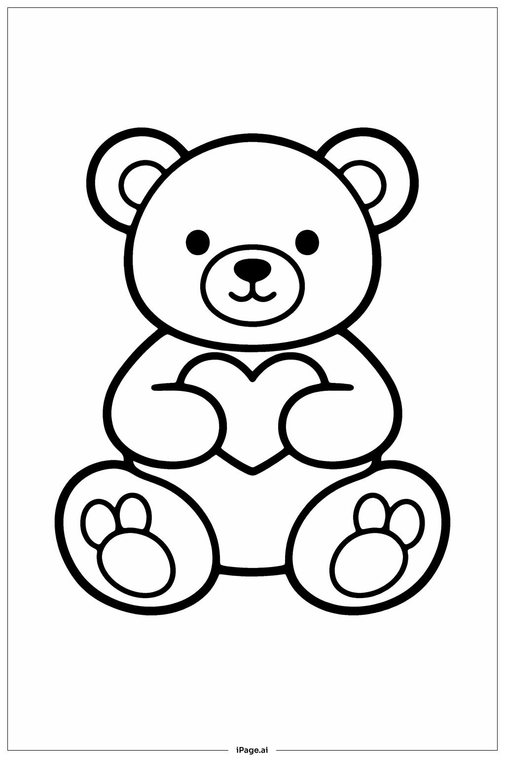  Valentines Smiling Teddy Coloring Page 
