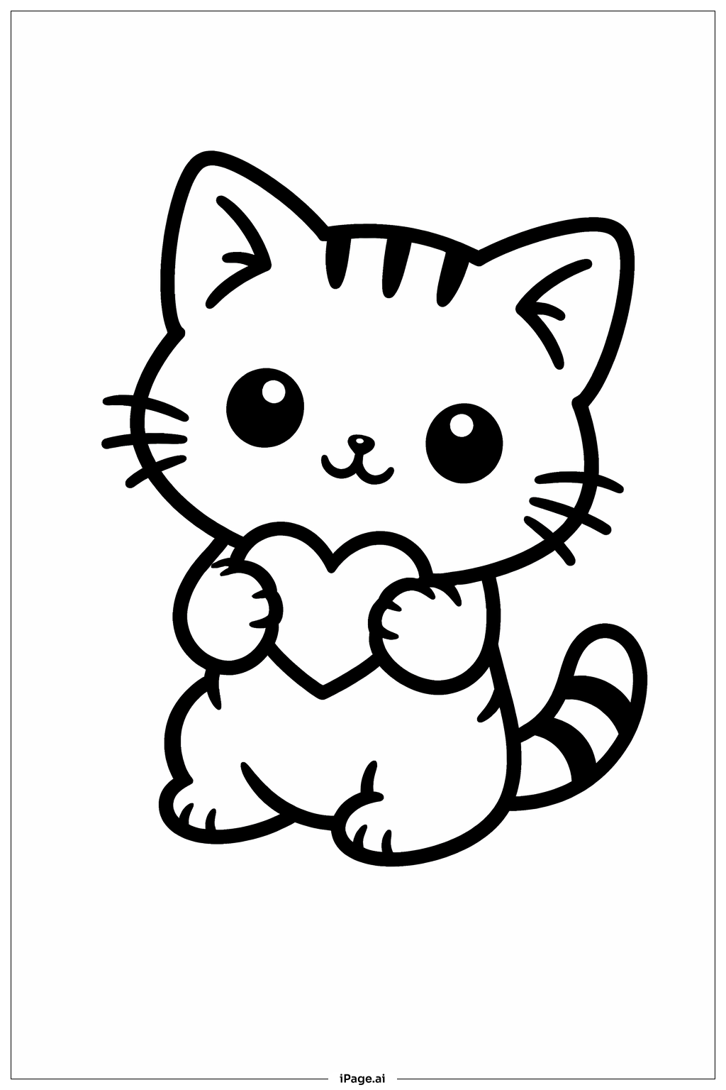  Valentines Sweet Kitten Coloring Page 