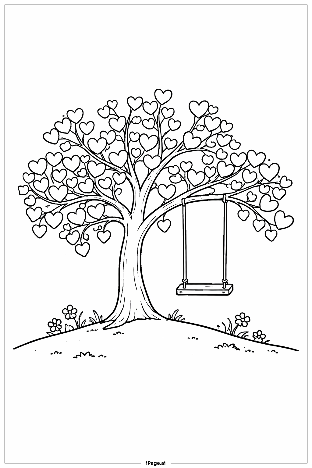  Valentines Tree With Hearts Coloring Page 