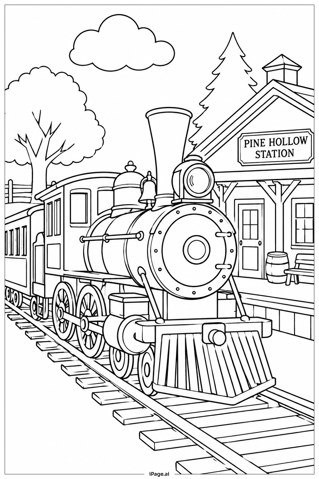 Vintage Dampflokomotive Ausmalseite