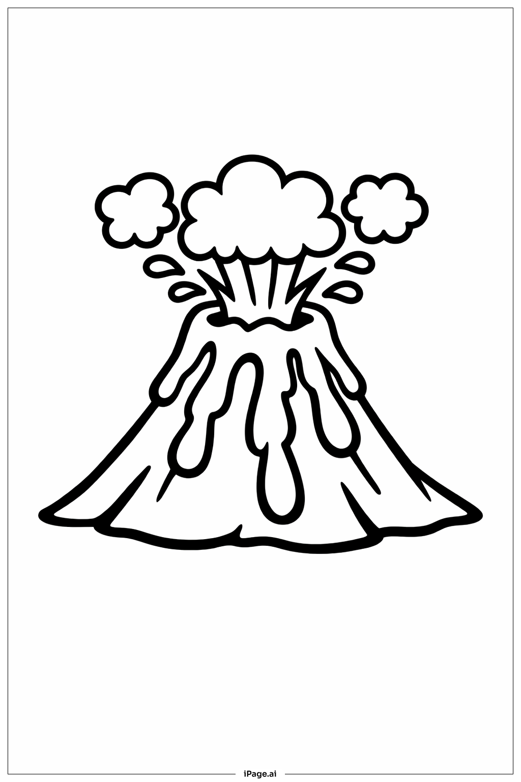  火山喷发简易圆锥形填色页 