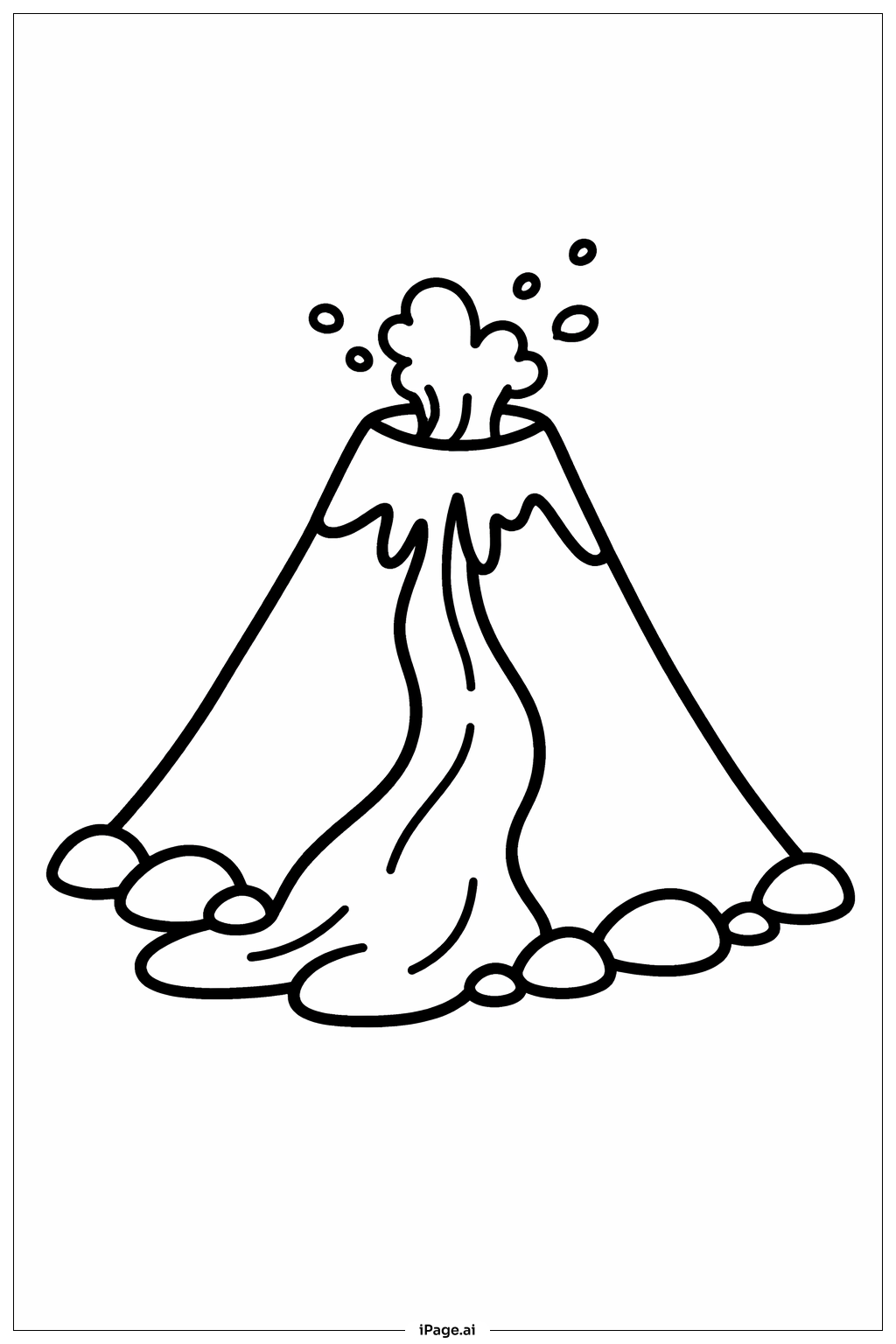  火山与巨大熔岩流填色页 