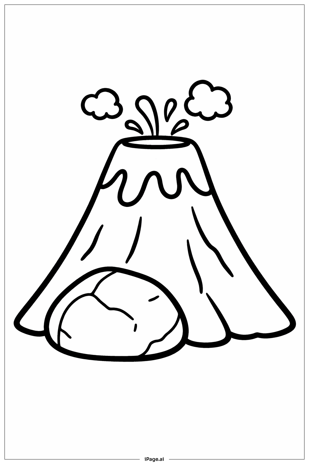  有大岩石的火山填色页 