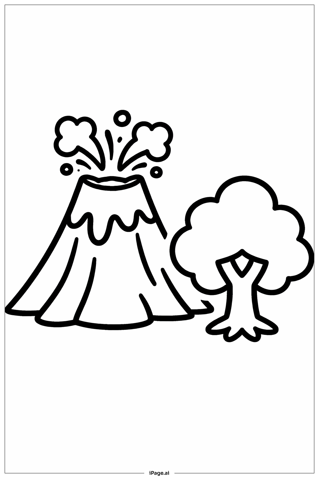  一棵树的火山填色页 