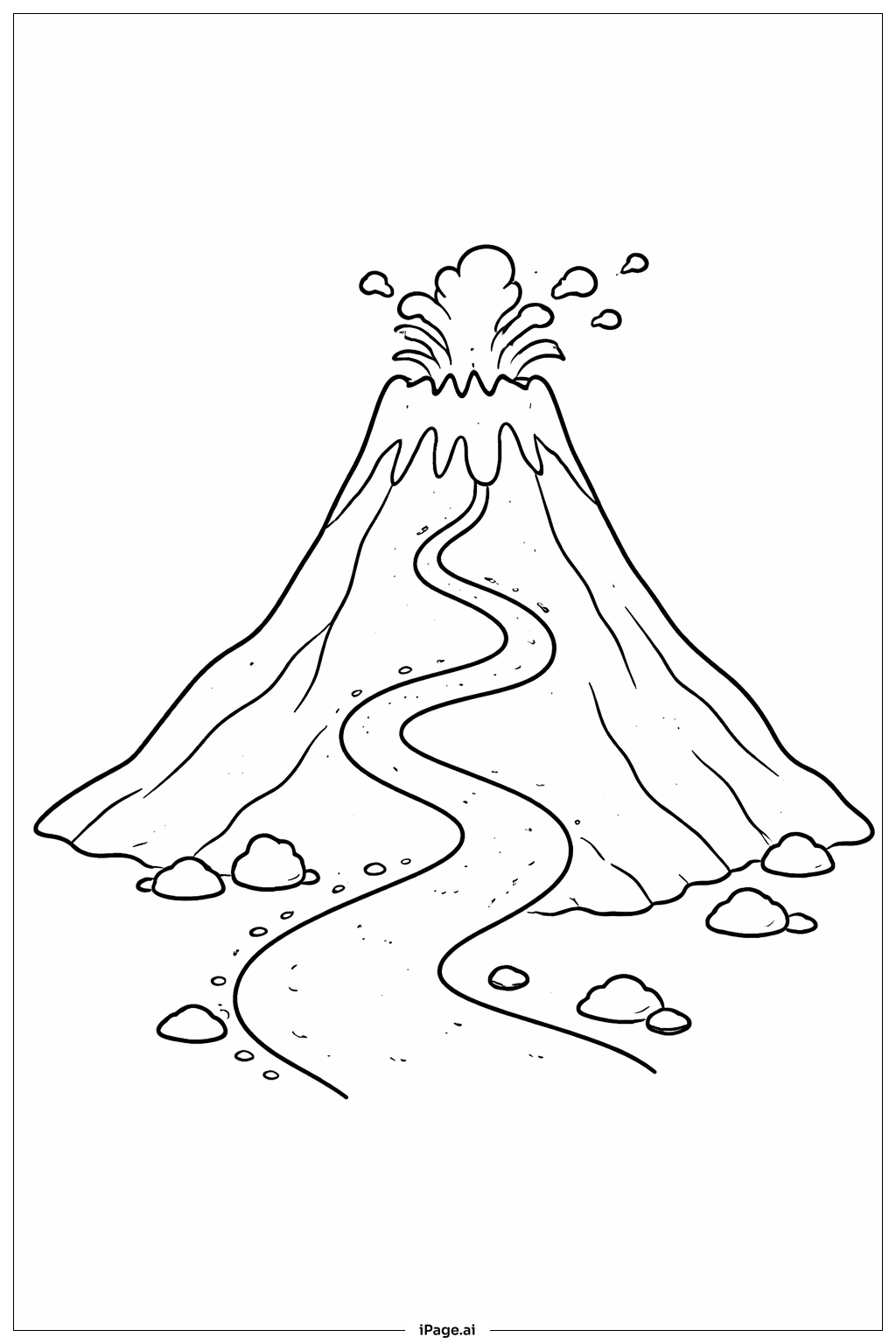  火山与步道填色页 