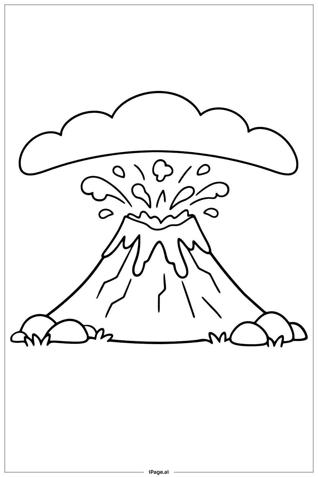 彩虹云火山填色页