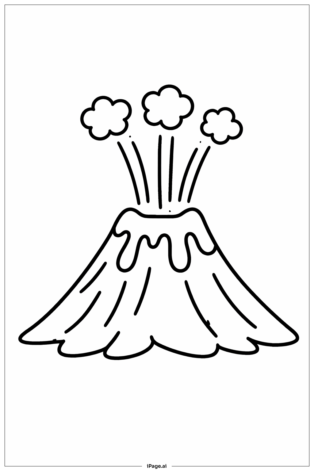  Página para colorir de Vulcão com Linhas de Fumaça 