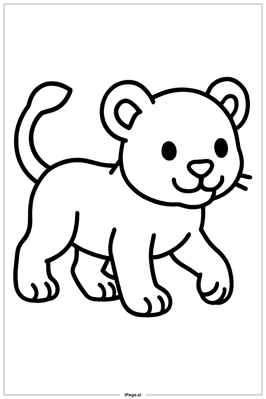  歩くライオンの子供の塗り絵ページ 