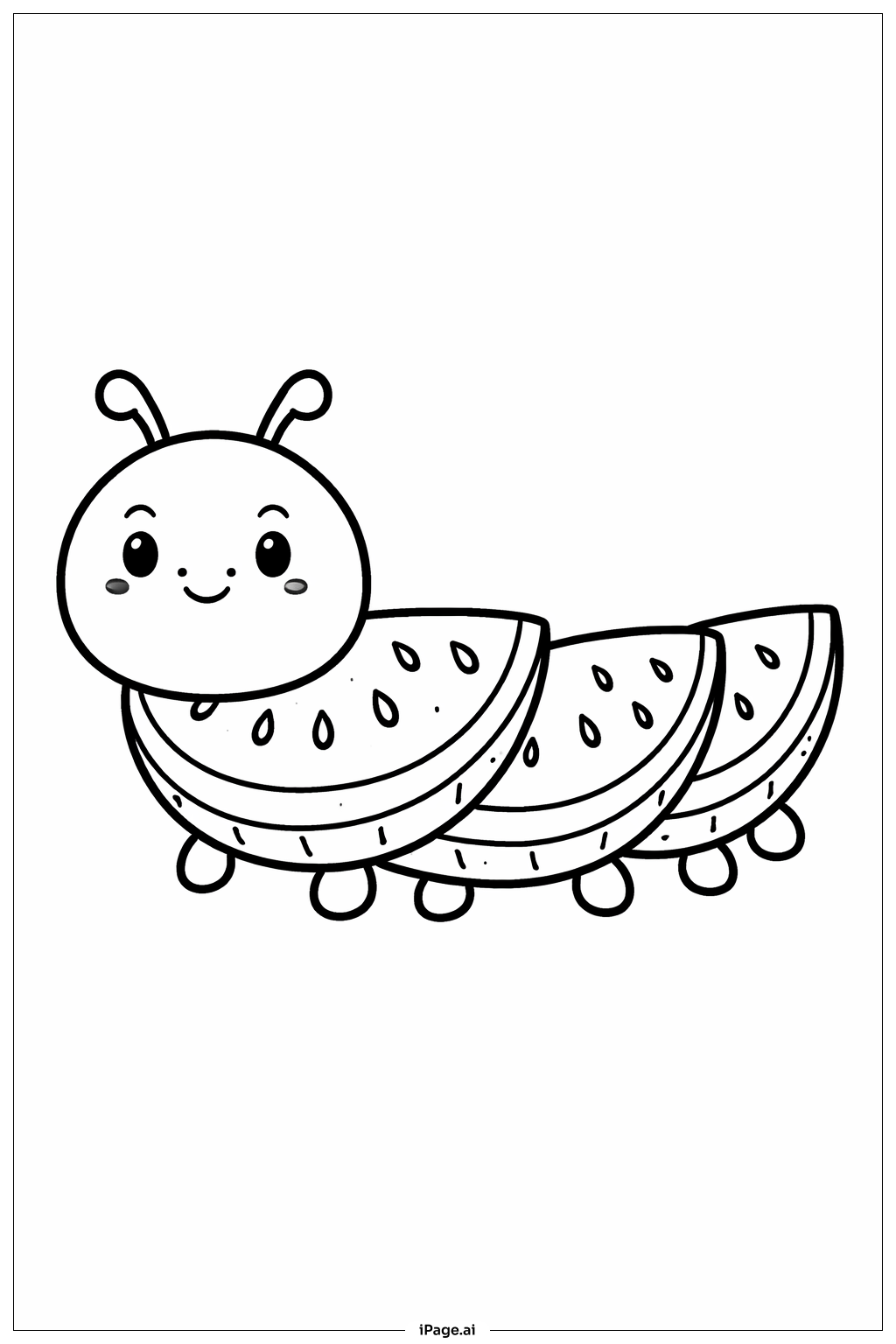 Page de coloriage Chenille Pastèque