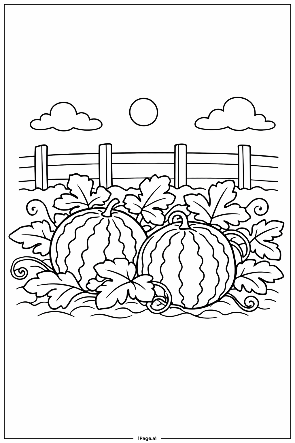  西瓜園地著色頁 