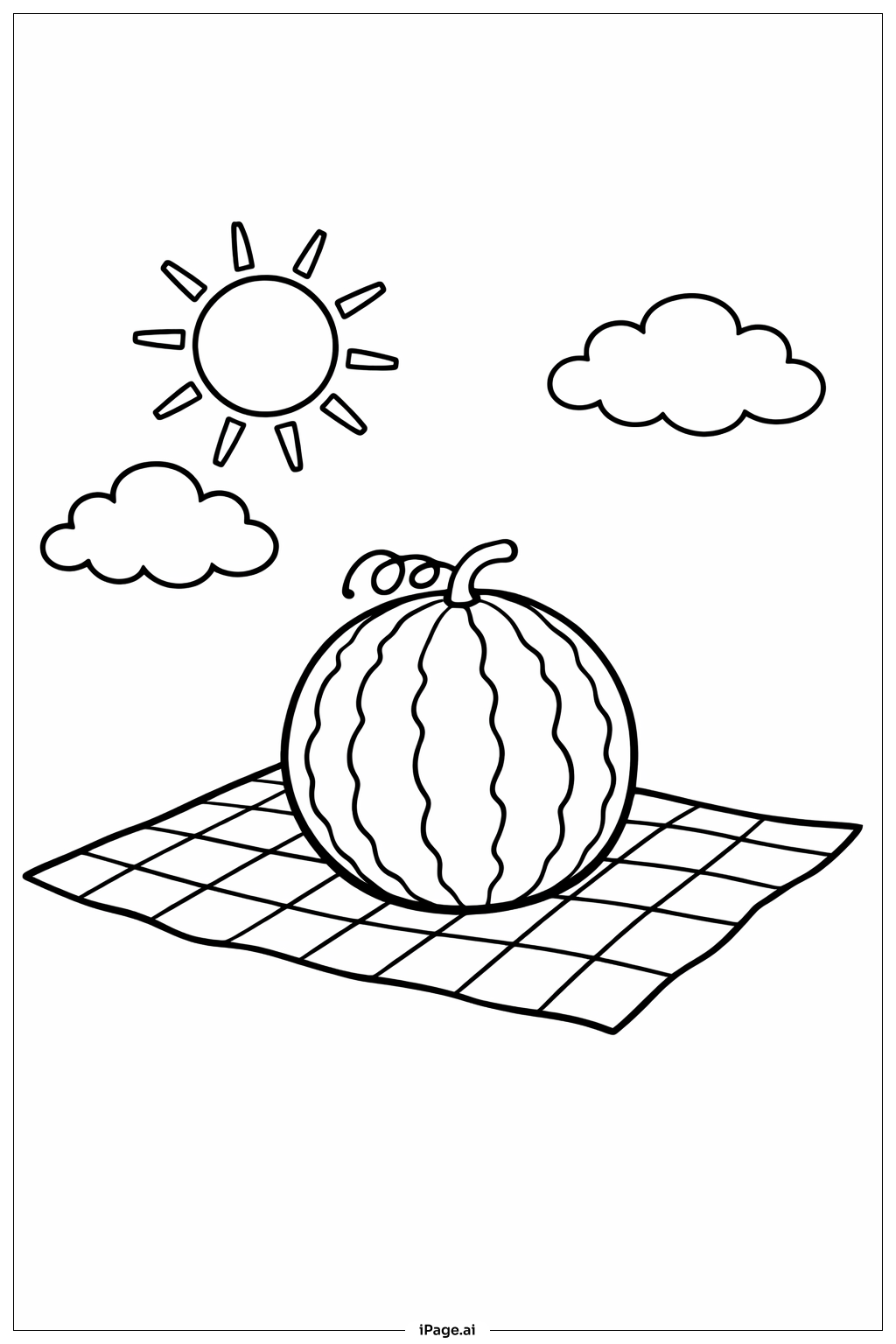 Page de coloriage Scène de pique-nique à la pastèque