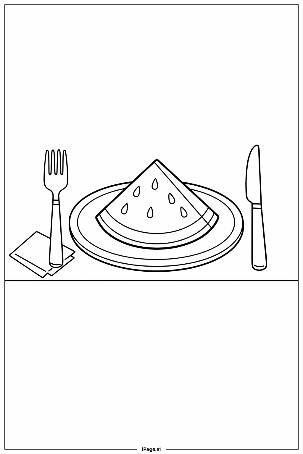  盤子上的西瓜片著色頁 