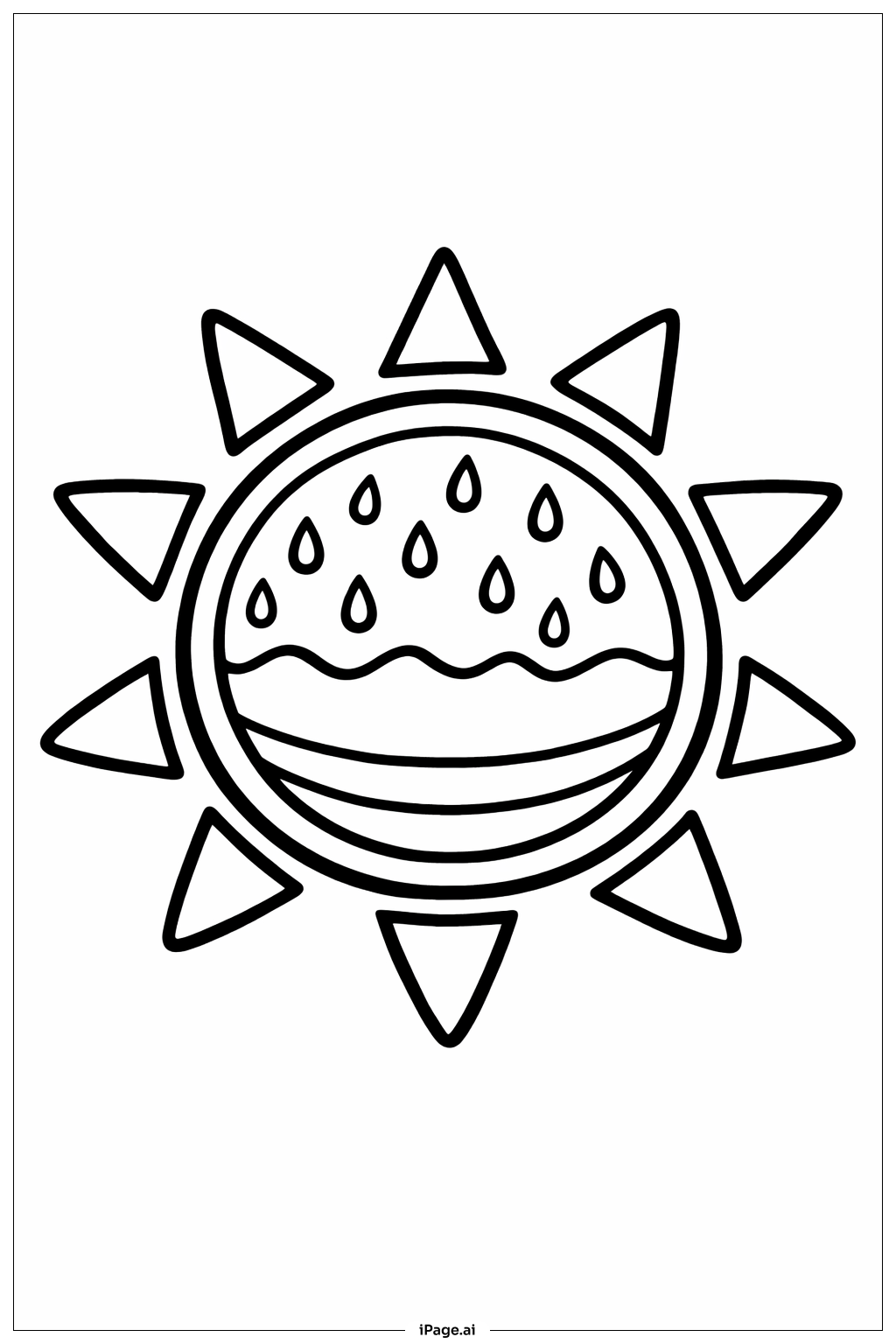 Page de coloriage Soleil Pastèque