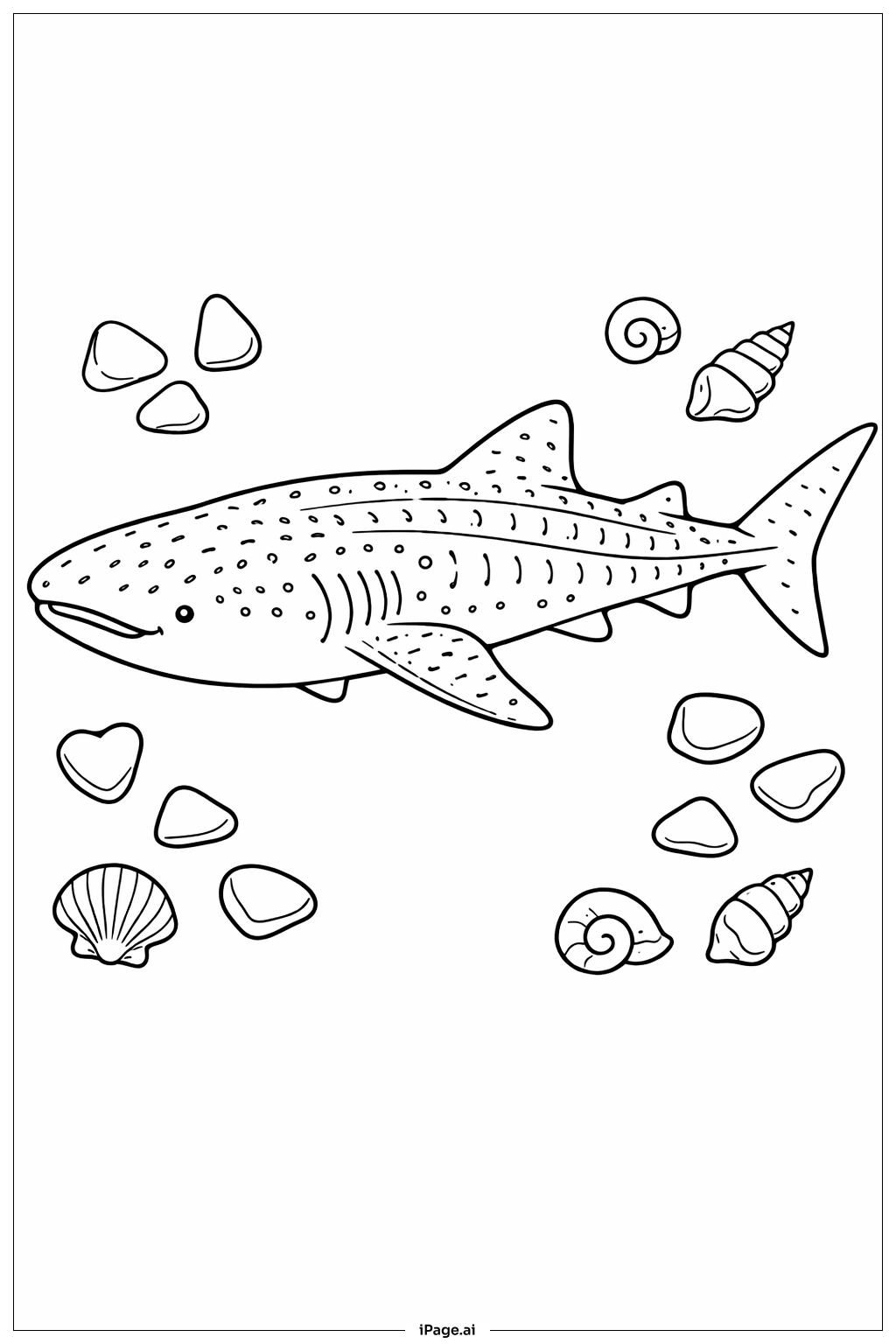  Página para colorir de Tubarão-Baleia e Vidro do Mar 