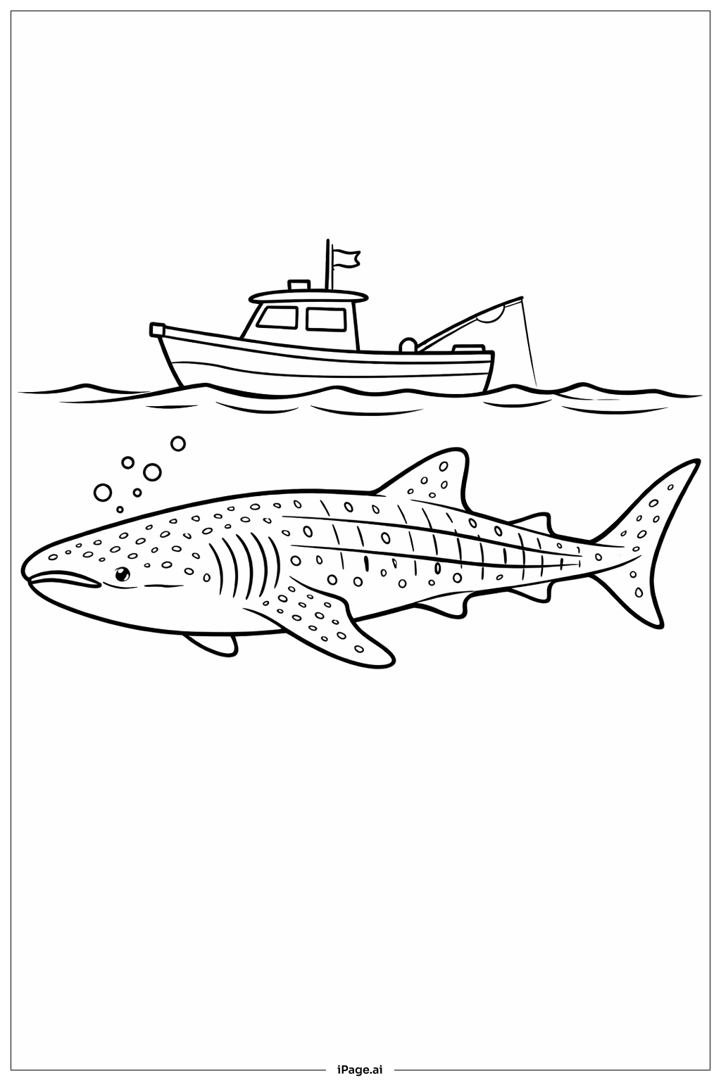  Walhai neben Boot Ausmalseite 