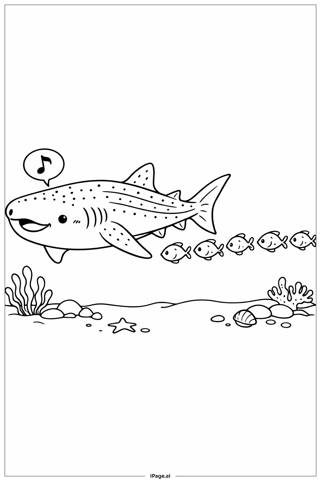  Page de coloriage Visite scolaire du requin-baleine 