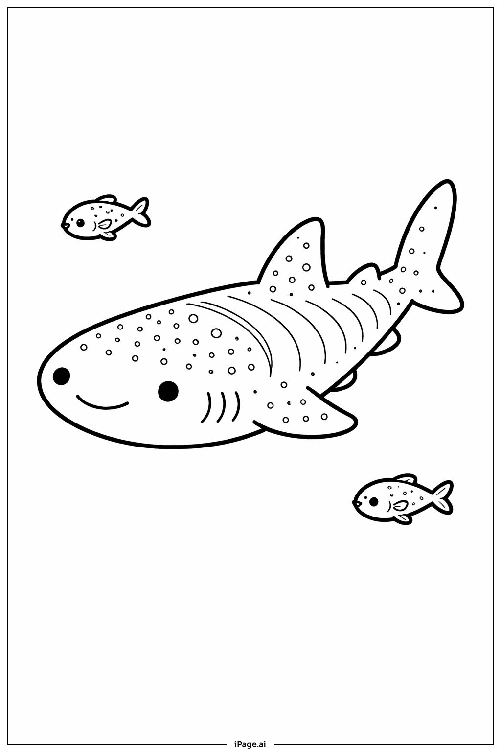 Página para colorear de Tiburón Ballena con Amigos Peces